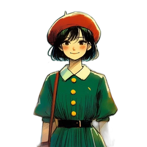 staff, hat, dress, face transparent PNG cut-out