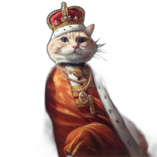 crown, staff, animal, photorealistic transparent PNG cut-out