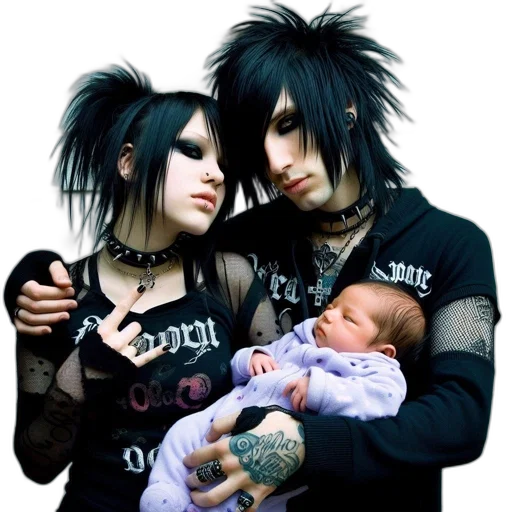 hair, photorealistic, gothic, couple transparent PNG cut-out
