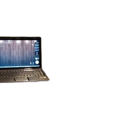 laptop, sits, desk, next transparent PNG cut-out