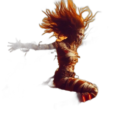 hair, creature, staff, dress transparent PNG cut-out