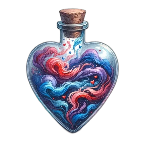 bottle, jewelry, fantasy art, watercolor transparent PNG cut-out