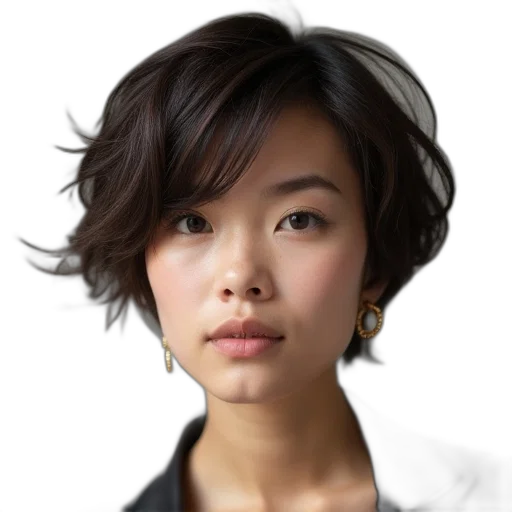 face, hair, jewelry, staff transparent PNG cut-out