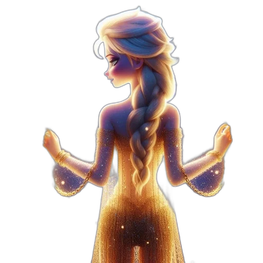 dress, staff, crown, hair transparent PNG cut-out