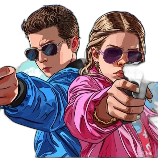jacket, weapon, vaporwave, comic book art transparent PNG cut-out