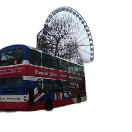 photorealistic, red, double-decker, bus transparent PNG cut-out