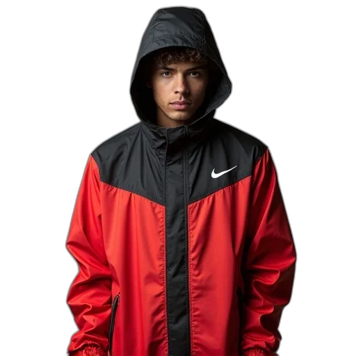 jacket, red, nike, windbreaker transparent PNG cut-out