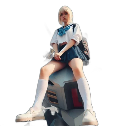 robot, jacket, dress, sword transparent PNG cut-out