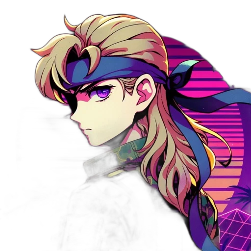 jacket, hair, crown, vaporwave transparent PNG cut-out