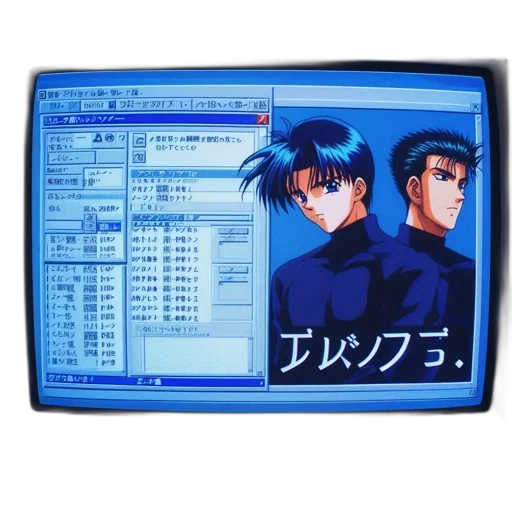 vaporwave, cyberpunk, pixel art, anime transparent PNG cut-out
