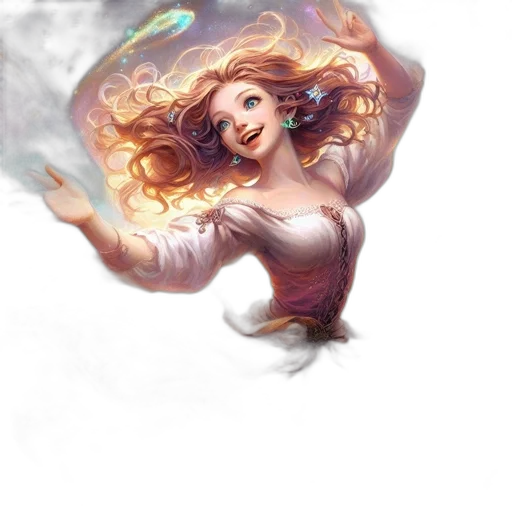 staff, dress, hair, face transparent PNG cut-out