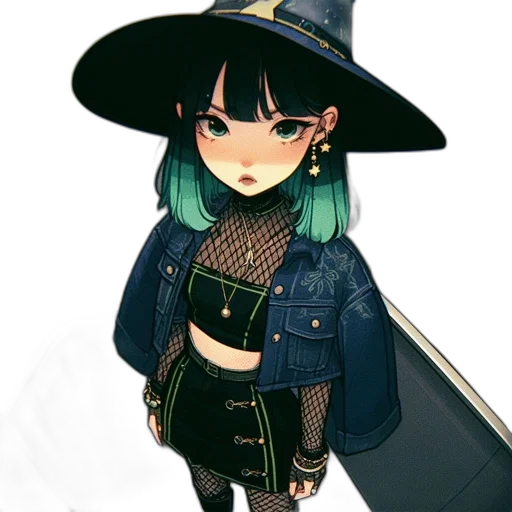 hat, jacket, dress, staff transparent PNG cut-out