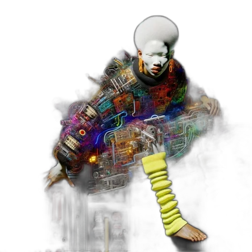 jacket, robot, mask, weapon transparent PNG cut-out