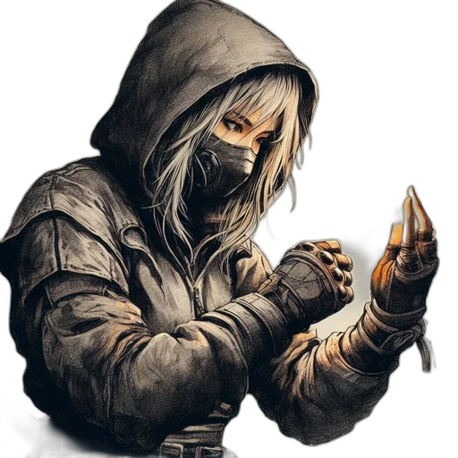 mask, face, jacket, staff transparent PNG cut-out