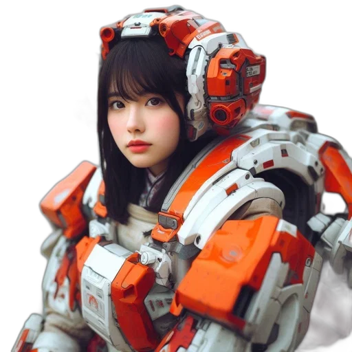 robot, jacket, weapon, face transparent PNG cut-out