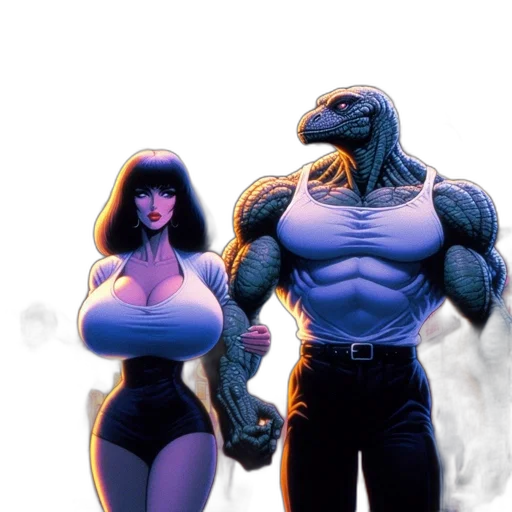 comic book art, concept art, fantasy art, vaporwave transparent PNG cut-out
