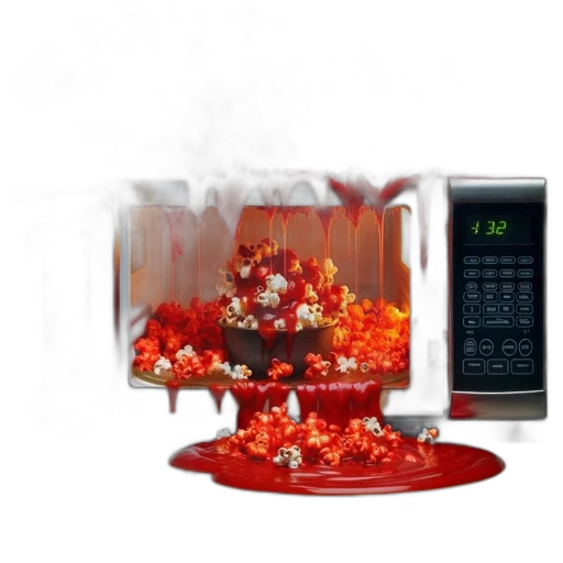food, 3d render, fire, microwave transparent PNG cut-out