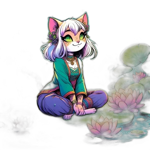 creature, dragon, staff, flower transparent PNG cut-out
