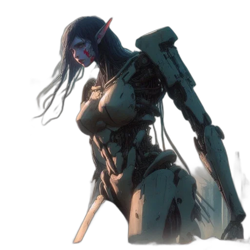 weapon, robot, staff, concept art transparent PNG cut-out