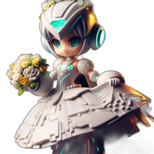 robot, dress, flower, mask transparent PNG cut-out