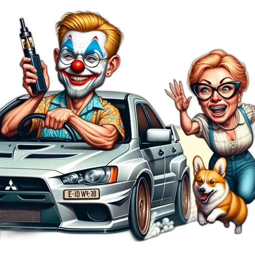 car, comic book art, concept art, cartoon transparent PNG cut-out