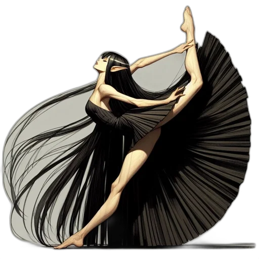dress, umbrella, staff, hair transparent PNG cut-out
