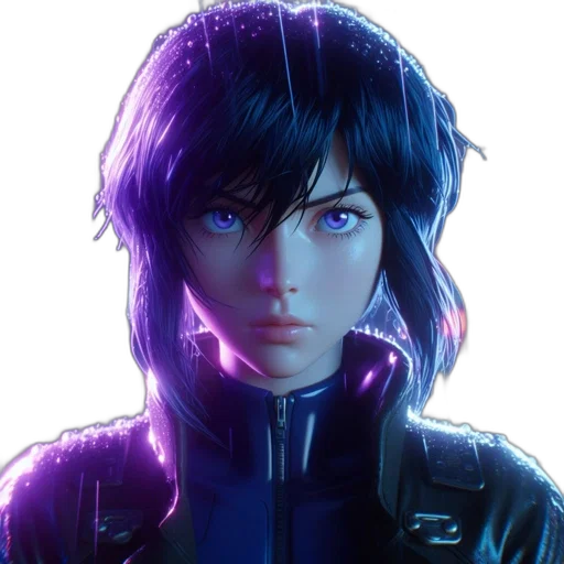 jacket, face, robot, cyberpunk transparent PNG cut-out