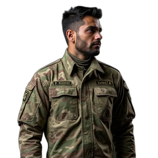 jacket, staff, face, 3d render transparent PNG cut-out