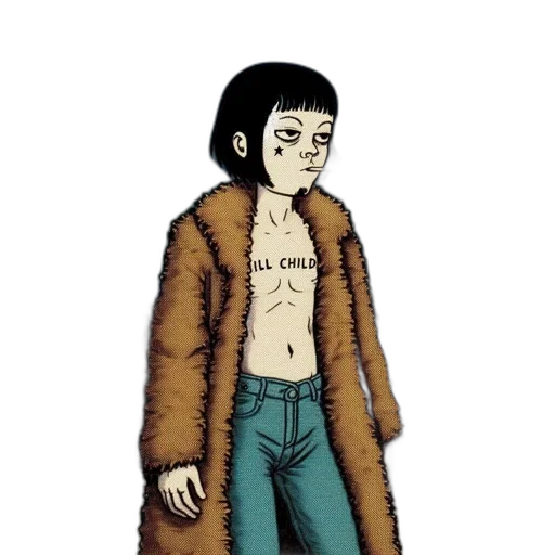 jacket, creature, staff, cartoon transparent PNG cut-out