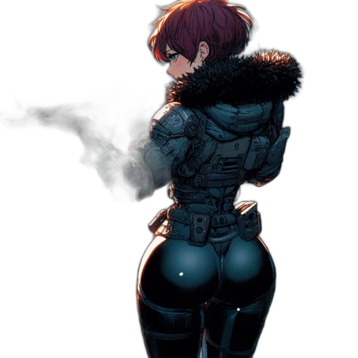 jacket, robot, weapon, cyberpunk transparent PNG cut-out