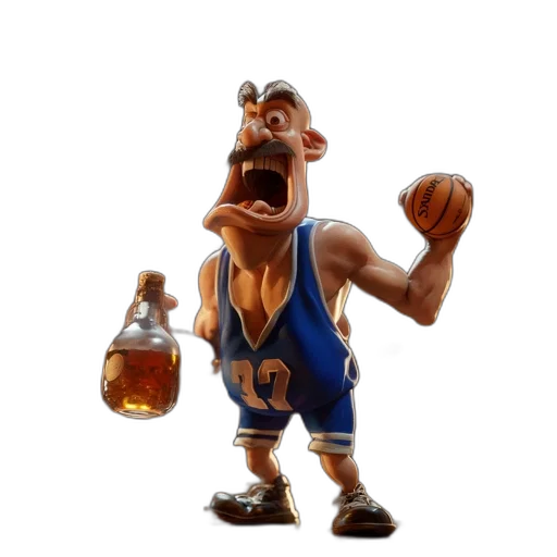 bottle, face, creature, 3d render transparent PNG cut-out