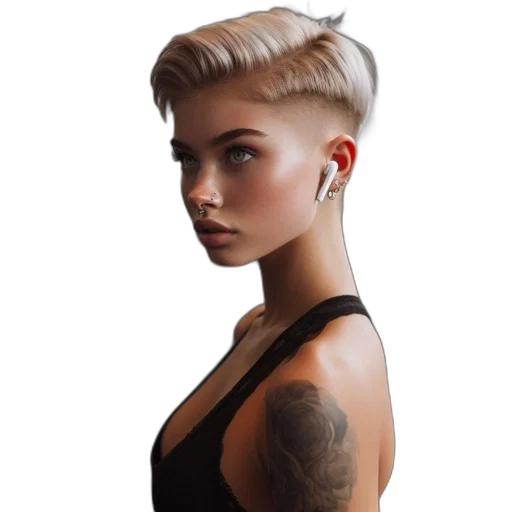 hair, face, jewelry, staff transparent PNG cut-out
