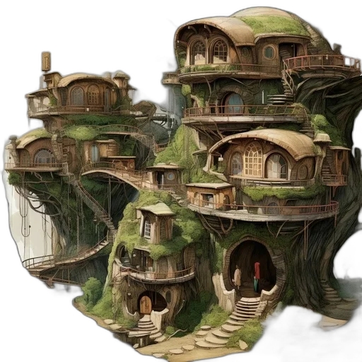 building, concept art, fantasy art, 3d render transparent PNG cut-out
