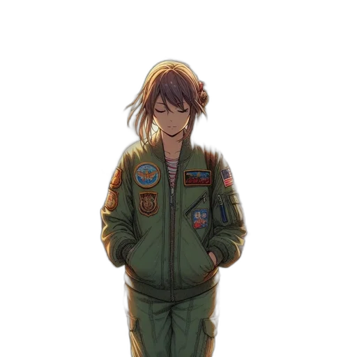 jacket, weapon, staff, creature transparent PNG cut-out