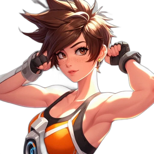 weapon, staff, hair, robot transparent PNG cut-out