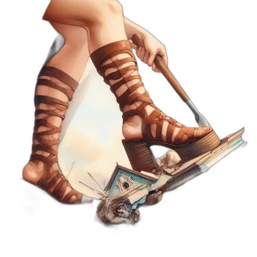 shoes, weapon, staff, robot transparent PNG cut-out