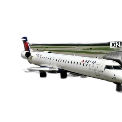 3d render, delta, airplane, parked transparent PNG cut-out