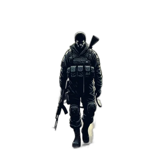 weapon, jacket, mask, staff transparent PNG cut-out
