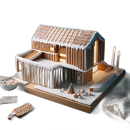 building, 3d render, concept art, gingerbread transparent PNG cut-out