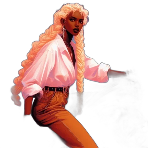 jacket, hair, dress, staff transparent PNG cut-out