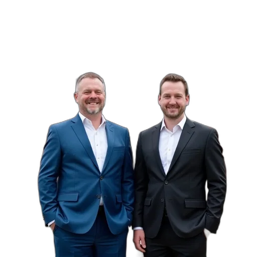staff, jacket, two, men transparent PNG cut-out