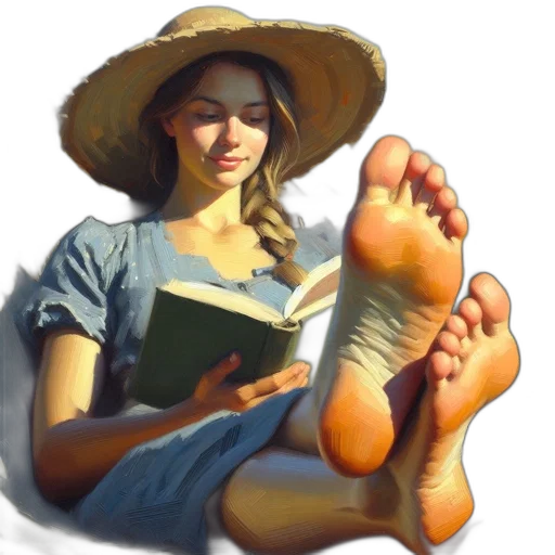 shoes, hat, face, oil painting transparent PNG cut-out