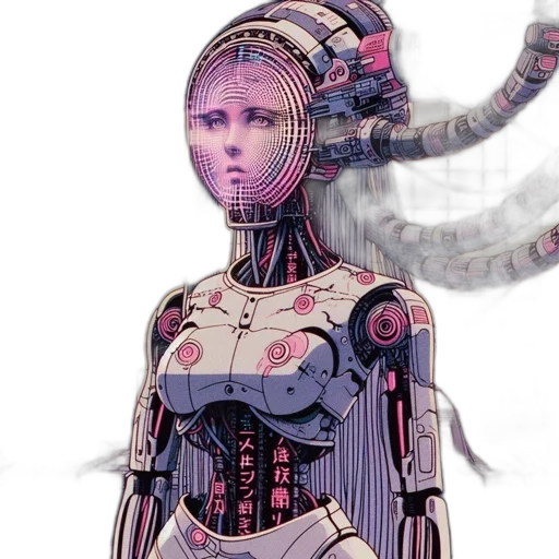 robot, cyberpunk, concept art, 3d render transparent PNG cut-out
