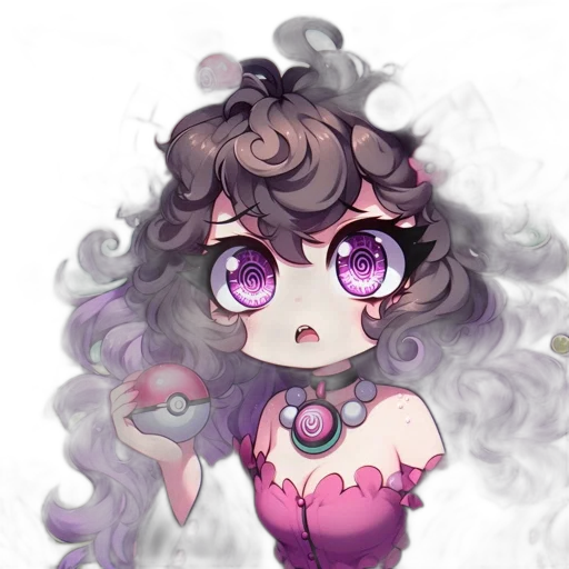hair, creature, dress, staff transparent PNG cut-out