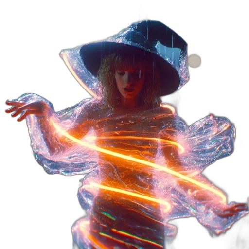 dress, hat, creature, staff transparent PNG cut-out