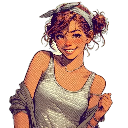dress, face, staff, comic book art transparent PNG cut-out