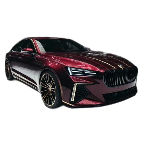 car, 3d render, photorealistic, burgundy transparent PNG cut-out