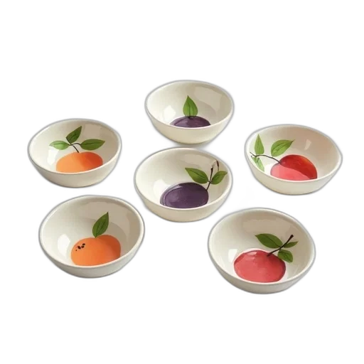 food, collection, five, ceramic transparent PNG cut-out
