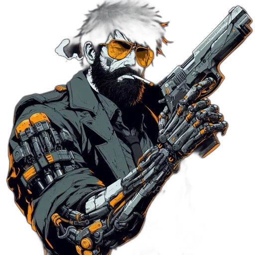 weapon, comic book art, concept art, cyberpunk transparent PNG cut-out