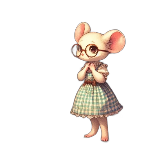dress, animal, staff, 3d render transparent PNG cut-out